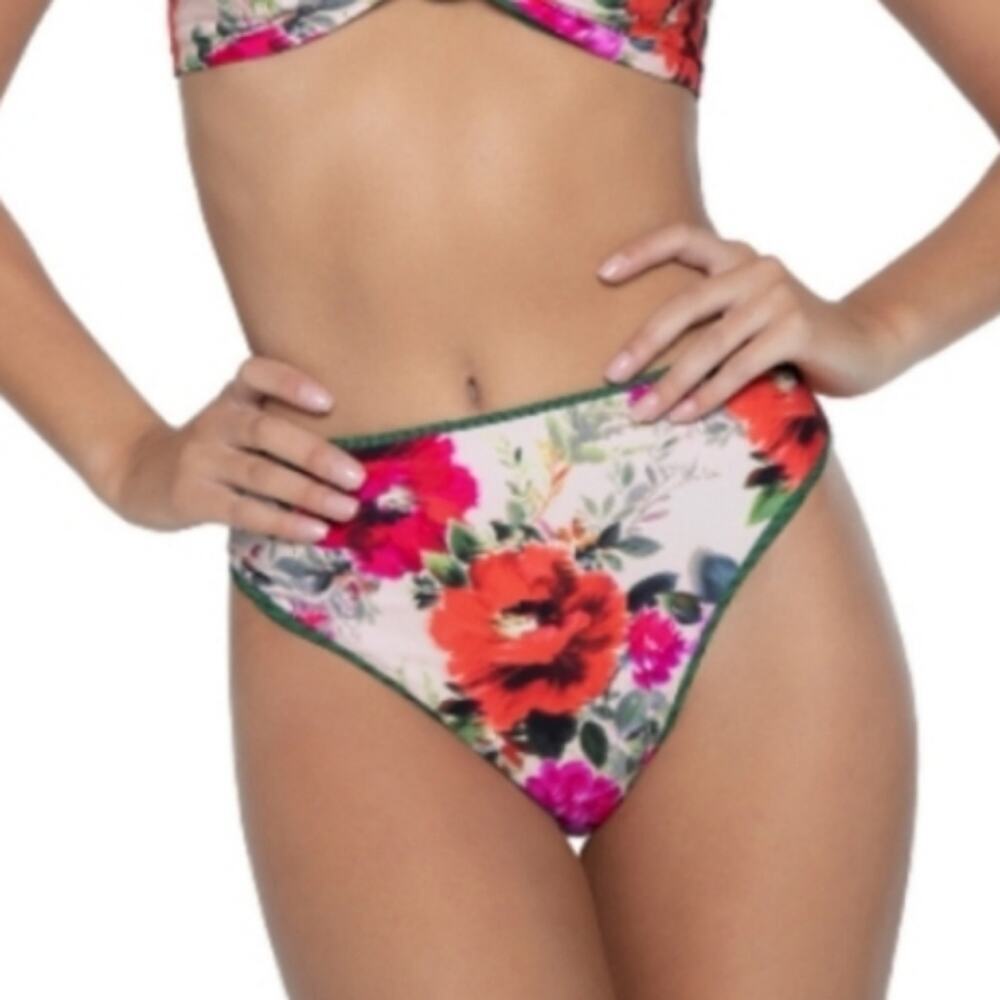PQ Swim Reversible Bikini Bottom Ribbed Emerald Green Desert Garden
